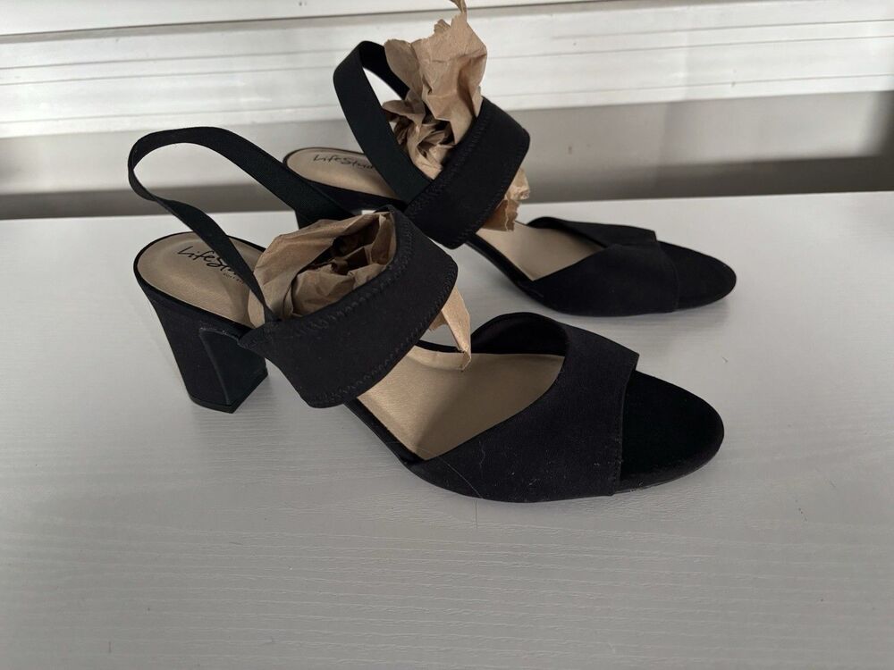 LifeStride Womens Fiona Black Slingback Heels Black